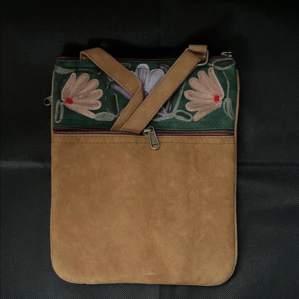 NEW BOHO Floral and Tan Crossbody Bag